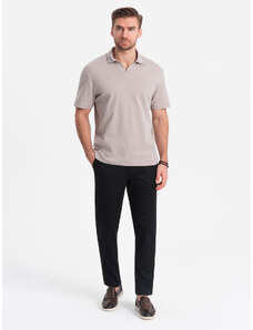 Ombre Clothing Pánské chino kalhoty klasického střihu s jemnou strukturou - černé V5 OM-PACP-0190