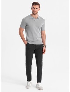 Ombre Clothing Elegantní pánské kalhoty SLIM FIT chino - grafitové V2 OM-PACP-0191