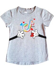 KUGO-Dívčí triko s krátkým rukávem Tik Tok Ruce šedé