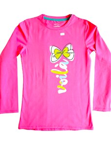 WOLF KUGO-Dívčí bavlněné tričko dlouhý rukáv Mašlička růžové