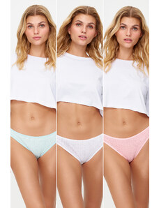 Trendyol Multicolor 3 Pack Cotton Pointel Brazilian Knitted Panties