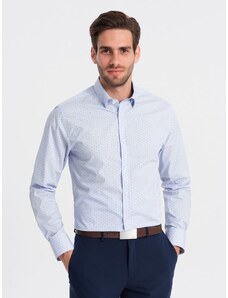Ombre Clothing Zajímavá jasně modrá košile s trendy vzorem V7 SHCS-0156