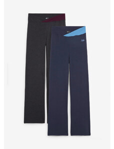 bonprix Bavlněné sportovní kalhoty (2 ks v balení) Bootcut Černá
