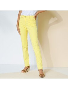 Blancheporte Rovné strečové kalhoty, vysoká postava žlutá 36