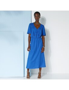 Blancheporte Rozšířené midi šaty s překříženým výstřihem, jednobarevné tmavě modrá 36