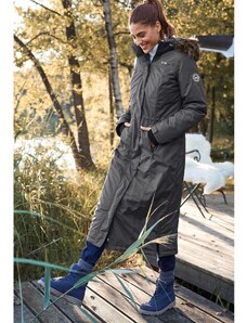 bonprix Teplý funkční outdoorový kabát s umělou kožešinou Šedá