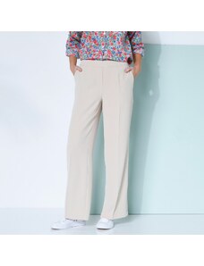 Blancheporte Široké kalhoty s pružným pasem, krep béžová 36