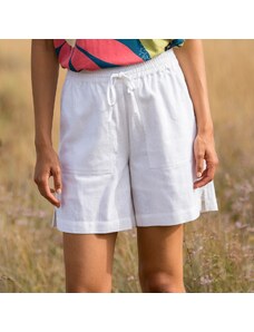 Blancheporte Široké šortky s pružným pasem ze směsi bavlny a lnu bílá 36