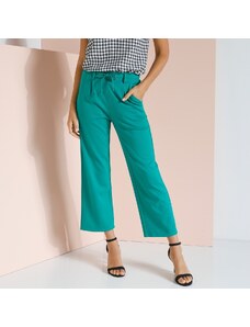 Blancheporte Rovné zkrácené kalhoty, úplet Milano zelená 36