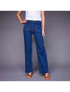 Blancheporte Široké džíny s vysokým pasem, vysoká postava modrá 36
