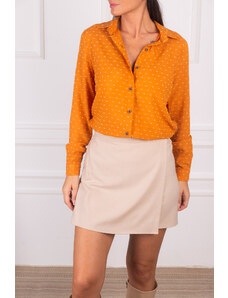armonika Women's Light Orange Patterned Long Sleeve Shirt