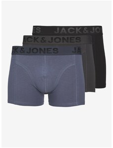 Sada tří pánských boxerek v černé, šedé a modré barvě Jack & Jones - Pánské