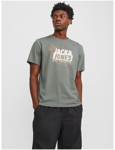 Khaki pánské tričko Jack & Jones Map - Pánské