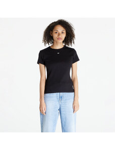 Tommy Hilfiger Dámské tričko Tommy Jeans Slim Essential Rib Short Sleeve Tee Black