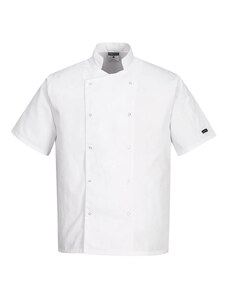 Portwest Rondon Cumbria Chefs C733BKR s krátkým rukávem na patentky bílá XS