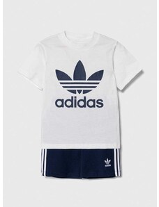 Dětská bavlněná souprava adidas Originals bílá barva