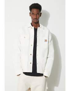 Džínová bunda Carhartt WIP Michigan Coat pánská, béžová barva, přechodná, oversize, I031519.0DJ02