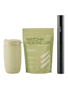 EQUA DUO Sada 3 EQUA produktů Matcha Pick Me Up + Cup Matcha 300 ml ekologický termohrnek na pití + dobíjecí napěňovač
