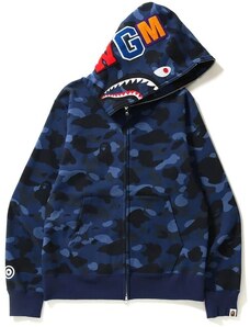 Bape Color Camo Shark Full Zip Hoodie Navy