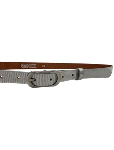 Penny Belts - Jaroměř Dámský kožený opasek stříbrný metal- Penny Belts 90 cm