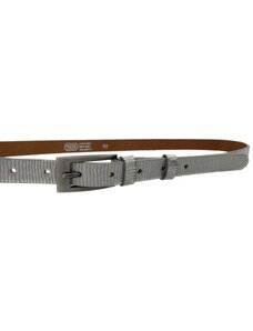 Penny Belts - Jaroměř Dámský kožený opasek stříbrný metal- Penny Belts 90 cm