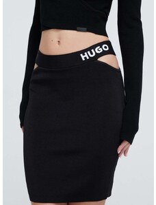 Sukně HUGO černá barva, mini, pouzdrová, 50507906