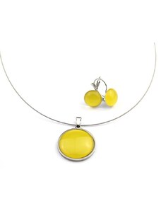 Laboka Žlutý set visací náušnice + náhrdelník