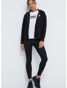 Mikina Dkny dámská, černá barva, s kapucí, potiskem, DP3J9382