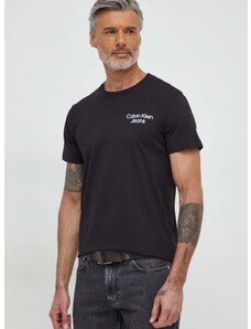 Bavlněné tričko Calvin Klein Jeans černá barva, s potiskem, J30J325186