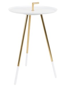 White Label Bílý kovový odkládací stolek WLL RUMBI 37 cm