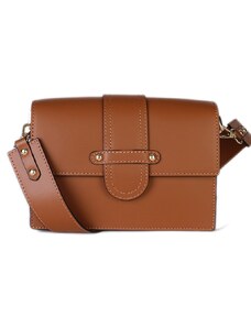 Dámské hnědé kožené kabelky crossbody Emile