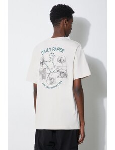 Bavlněné tričko Daily Paper Migration SS béžová barva, s potiskem, 2411082