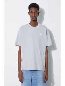 Bavlněné tričko New Balance Essentials Cotton šedá barva, MT41509AG