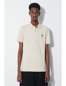 Bavlněné polo tričko Fred Perry Plain Shirt béžová barva, s aplikací, M6000.T04