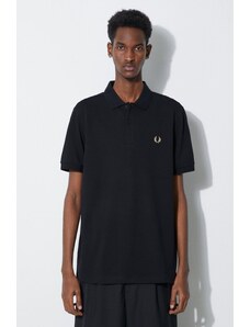 Bavlněné polo tričko Fred Perry Plain Shirt černá barva, s aplikací, M6000.U78
