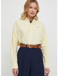 Bavlněná košile Polo Ralph Lauren žlutá barva, relaxed, s klasickým límcem