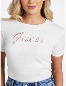 Guess dámské tričko Emily bílé s vyšívaným logem