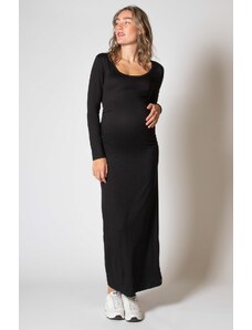 L2W Dlouhé těhotenské šaty černé Ecovero