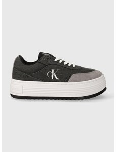 Sneakers boty Calvin Klein Jeans BOLD PLATF LOW LACE MIX ML BTW černá barva, YW0YW01433