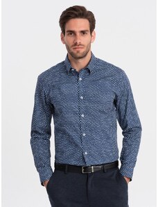 Ombre Clothing Jedinečná granátová košile s trendy vzorem V1 SHCS-0140