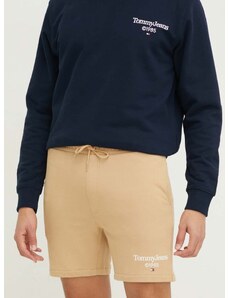 Bavlněné šortky Tommy Jeans béžová barva