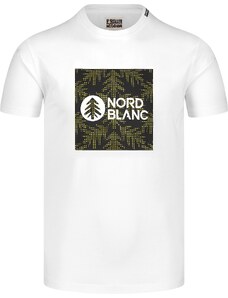 Nordblanc Bílé pánské bavlněné tričko SQUARED