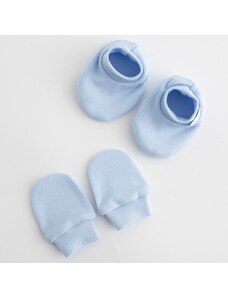 Kojenecký bavlněný set-capáčky a rukavičky New Baby Casually dressed modrá 0-6m