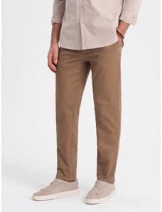 Ombre Men's classic cut chino pants with fine texture - brown