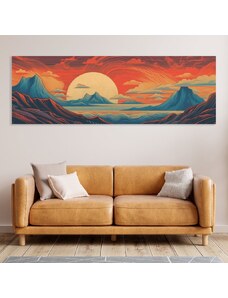 Obraz na plátně - Západ slunce v horách ve stylu Art Deco FeelHappy.cz