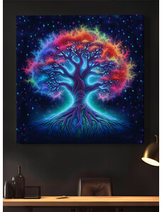 Obraz na plátně - Strom života neon universe FeelHappy.cz