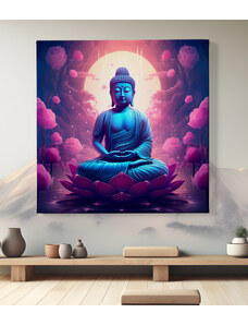 Obraz na plátně - Modrý Buddha lotosový květ FeelHappy.cz