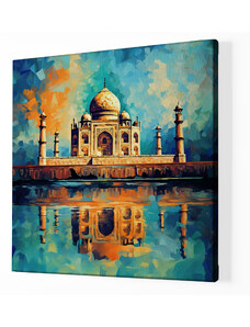 Obraz na plátně - Taj Mahal s abstraktním západem slunce FeelHappy.cz