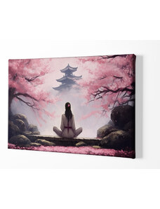 Obraz na plátně - Yuki medituje mezi Sakurami, chrám Japonsko FeelHappy.cz