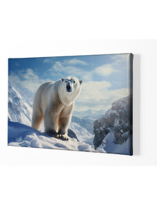 Obraz na plátně - Lední medvěd se rozhlíží ve sněžných horách FeelHappy.cz